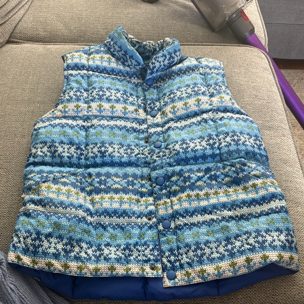 Lands'end  Kids Blue Patterned Puffer Vest
